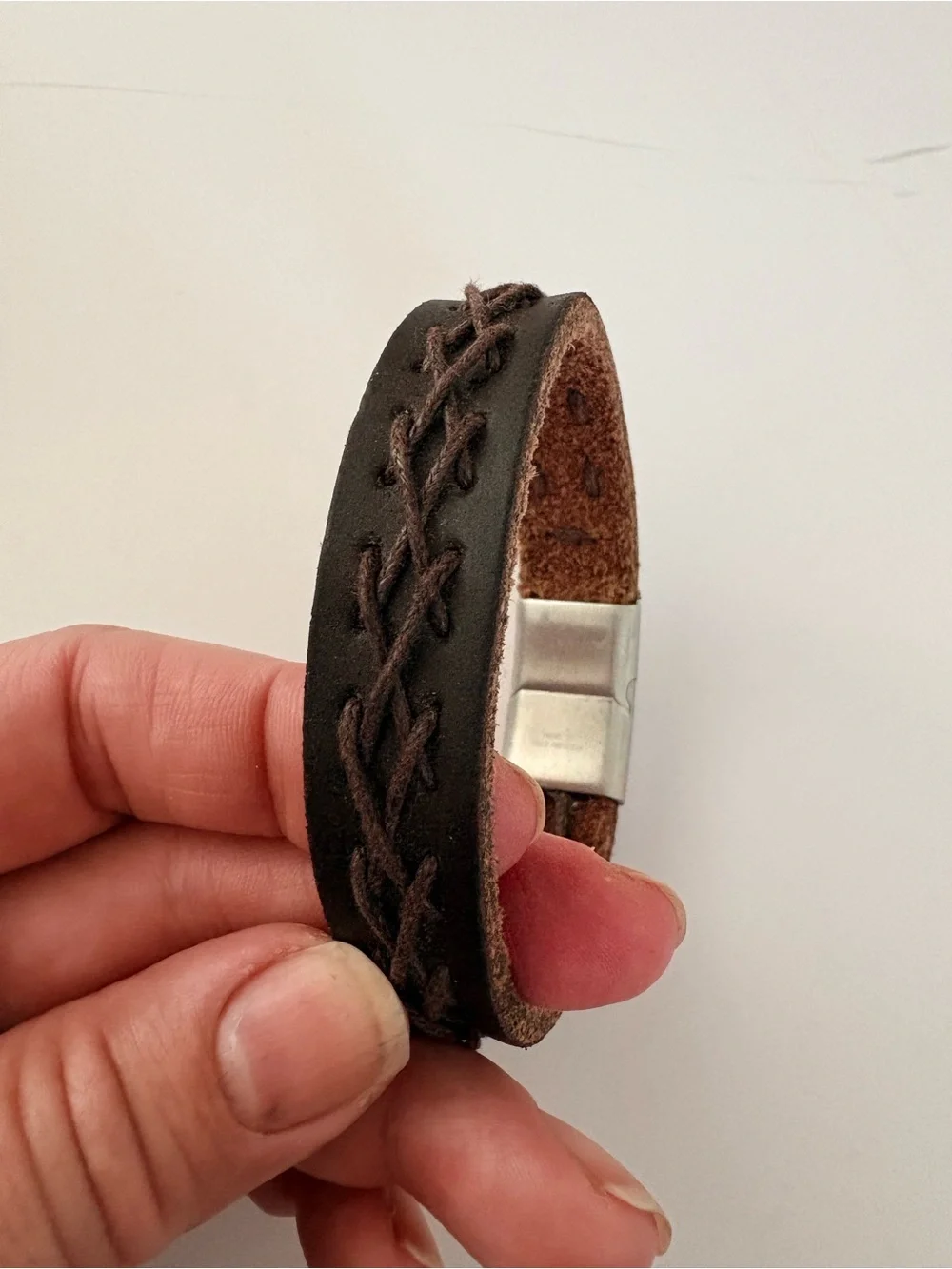Brown Braided Leather Men's Bracelet